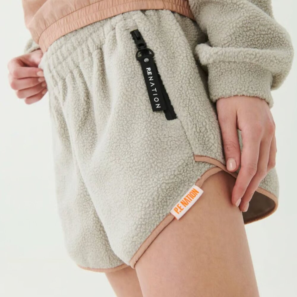 P.E Nation Static Sherpa Short Silver Size XS/TP